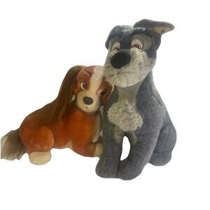 1980’s Walt Disney World Set Of 2 Lady And The the Tramp Plush Stuff Toy Animal